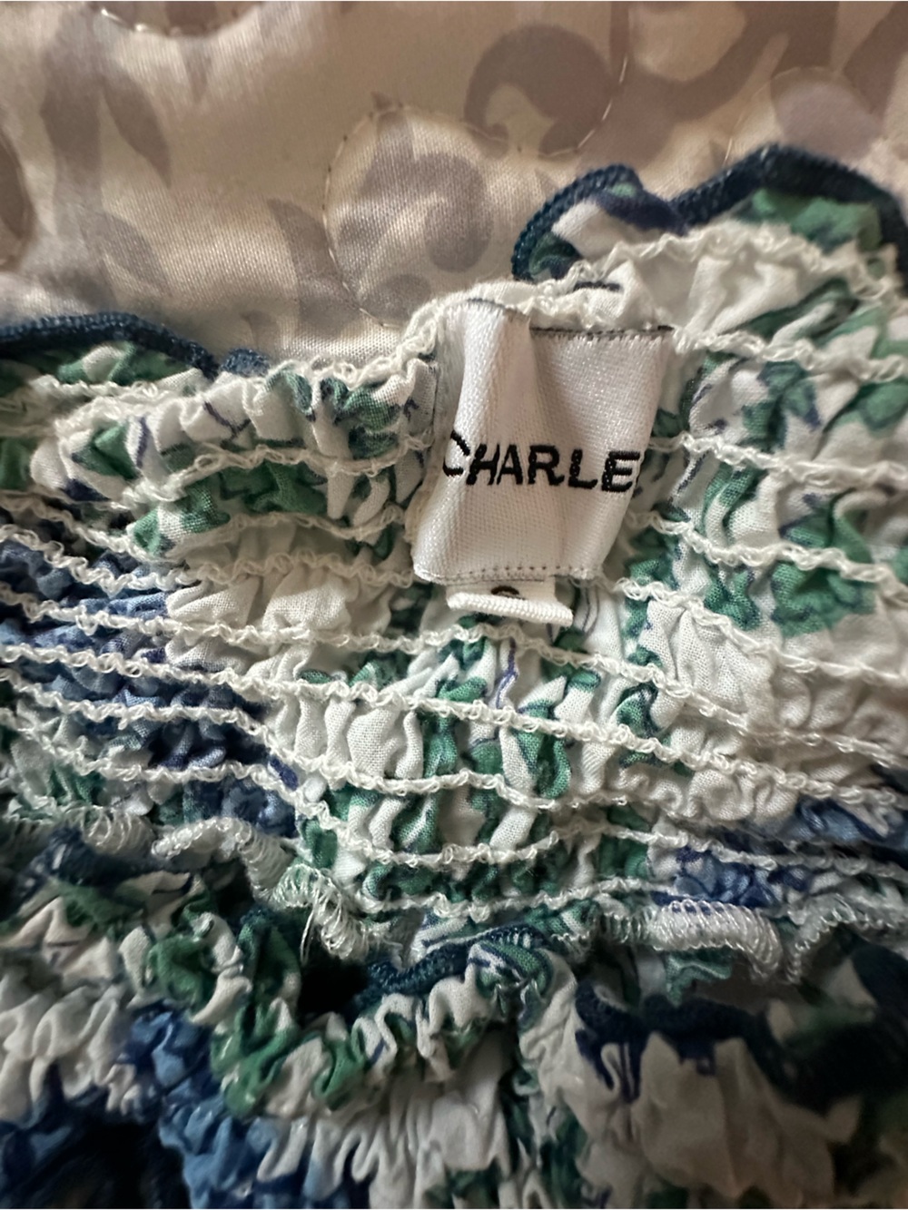 CHARLESTON SHOE CO. White Maxi Skirt with Blue & Green Floral Print - Picture 3 of 9